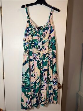 Torrid Challis Palm Print Midi Dress